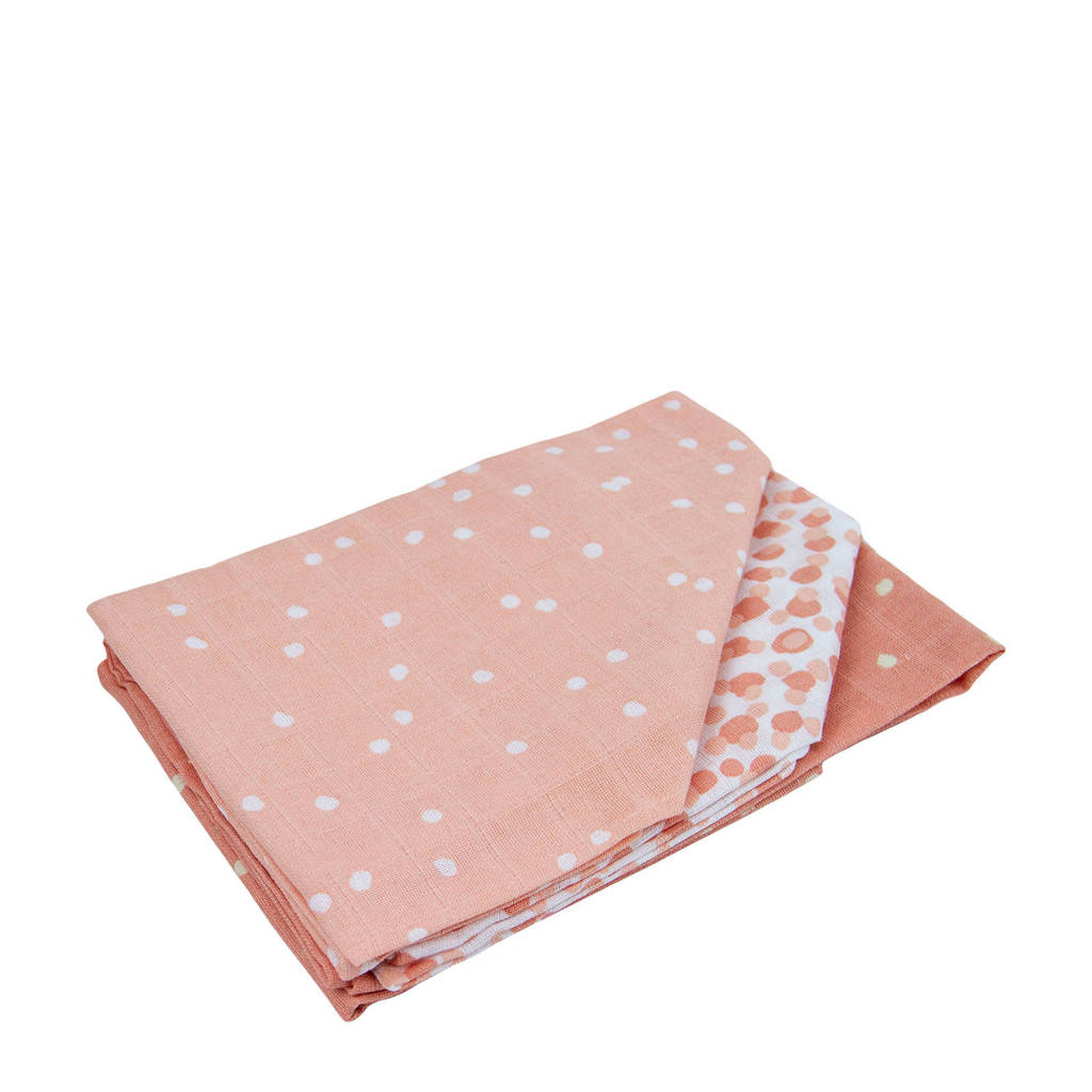 Briljant Baby hydrofiel luier 3x spots pink, Roze