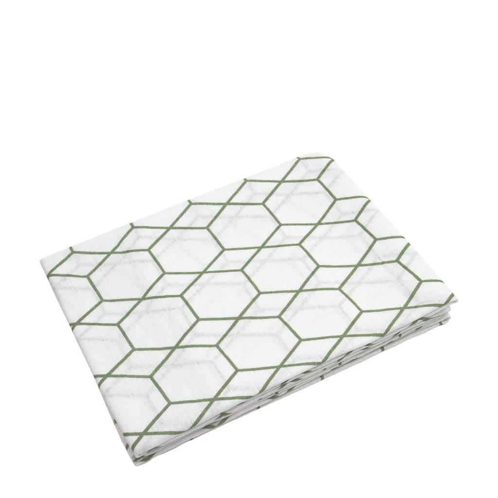 Briljant Baby hydrofiel luier grid forrest - set van 3, Wit/groen