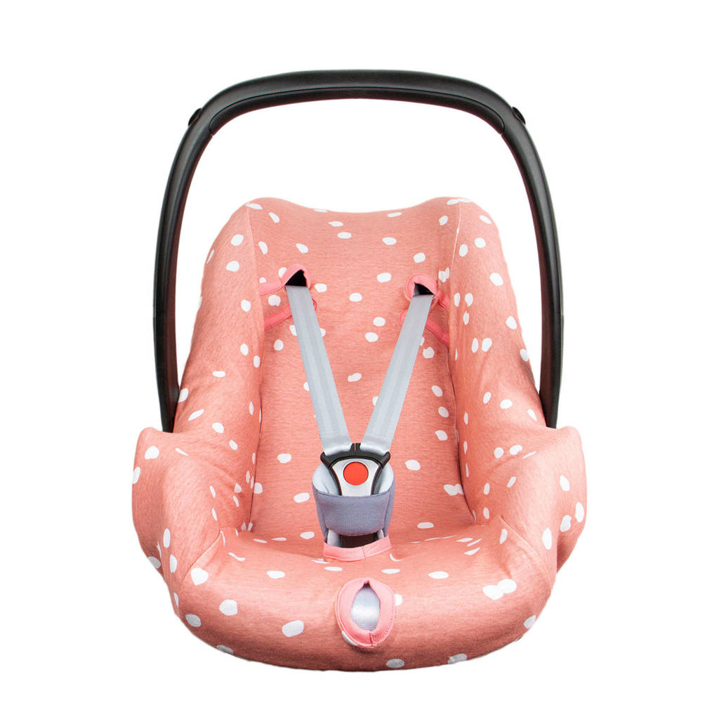 Briljant Baby autostoelhoes 0+ spots grey pink met interlock, Roze