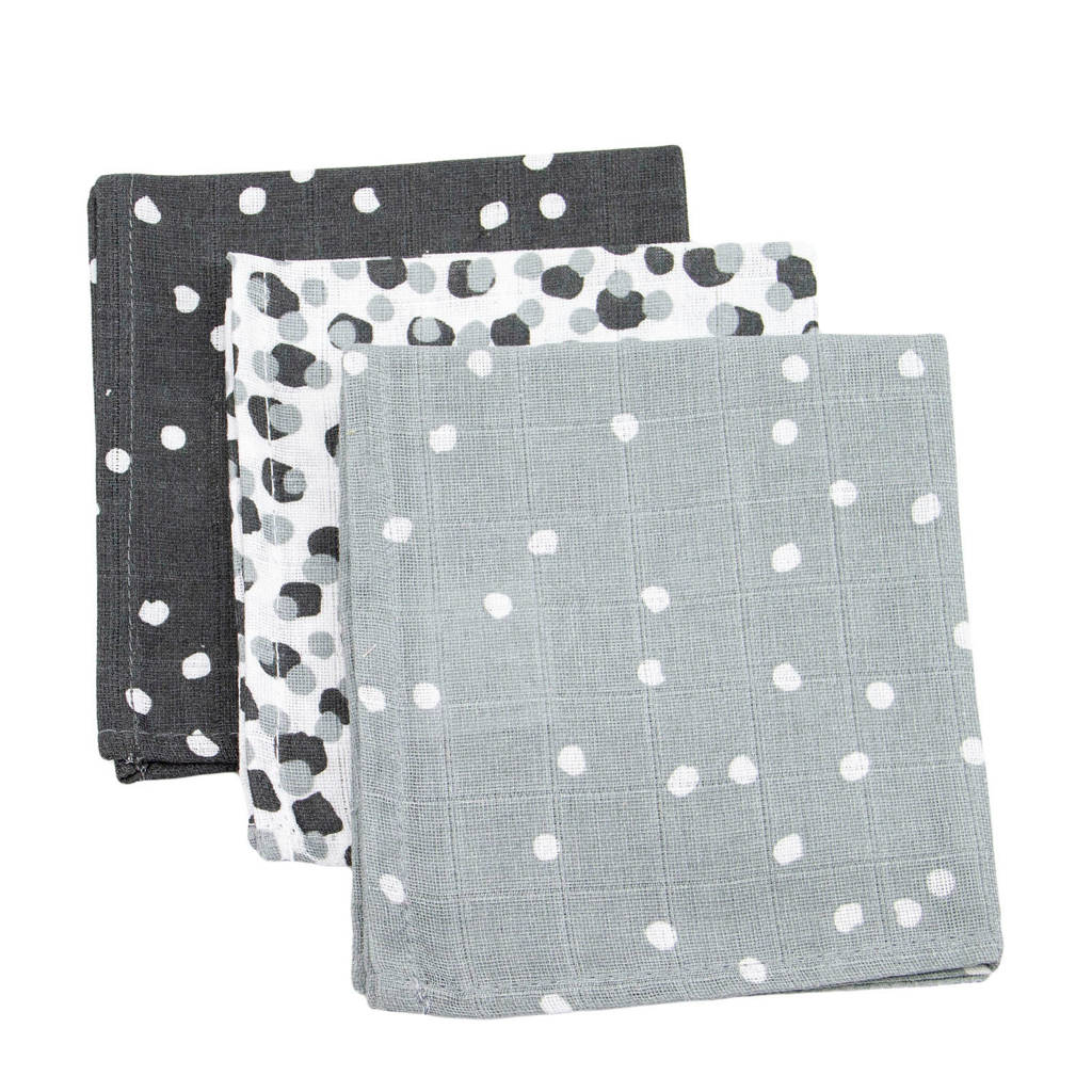 Briljant Baby hydrofiel monddoekje spots antra - set van 3, Grijs