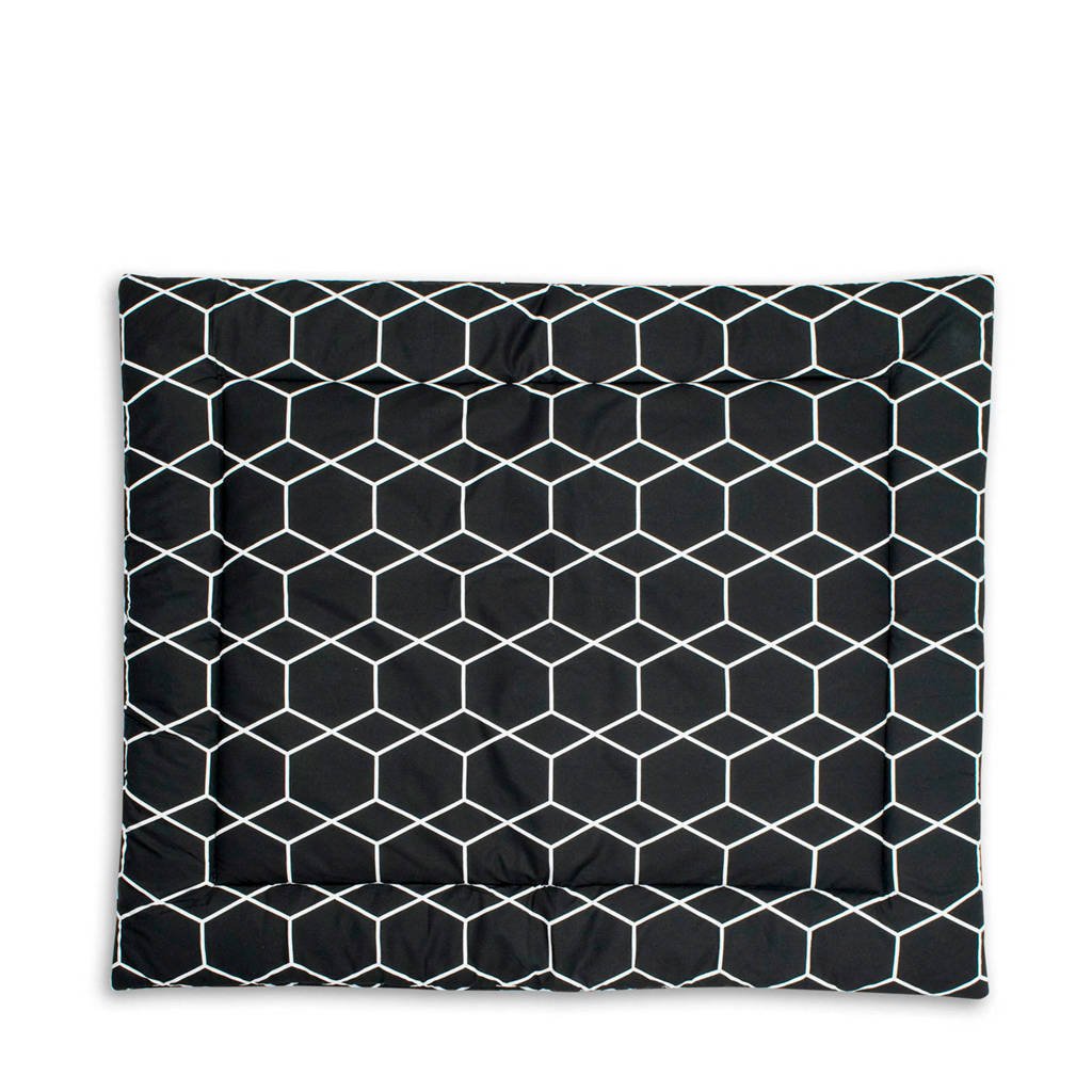 Briljant Baby boxkleed 80x100 cm grid black, Zwart