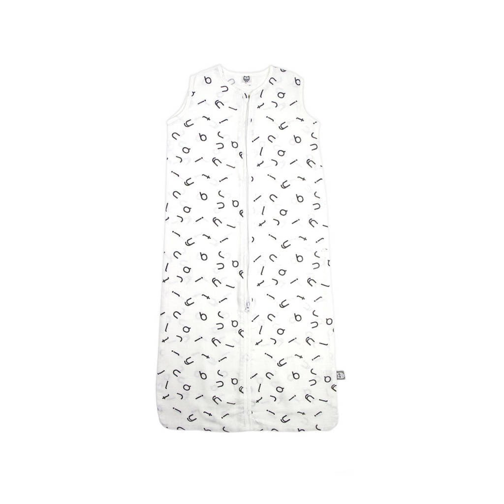 Briljant Baby hydrofiel slaapzak letters, Wit/zwart