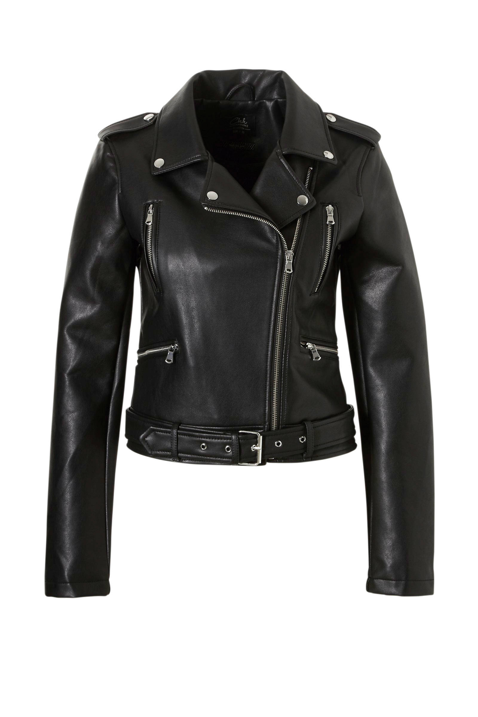 C&A Clockhouse imitatieleren bikerjack zwart | wehkamp Bikerjack imitatieleer | C&A