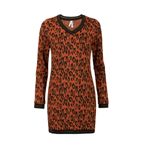 Miss Etam Regulier Lange Trui Met Panterprint Brique miss etam kopen in de aanbieding