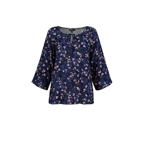 Ulla Popken Gebloemde Blouse Blauw ulla popken kopen in de aanbieding