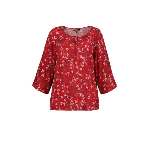Ulla Popken Gebloemde Blouse Rood ulla popken kopen in de aanbieding