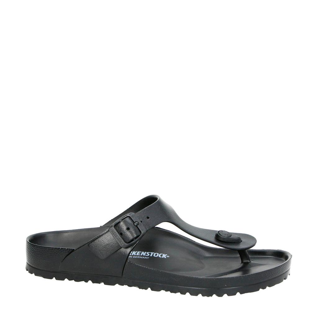 Zwarte heren Birkenstock teenslippers van kunststof met gesp