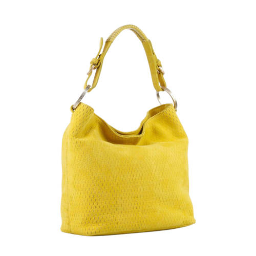 Fred De La Bretoniere Nubuck Schoudertas Geel fred de la bretoniere kopen in de aanbieding