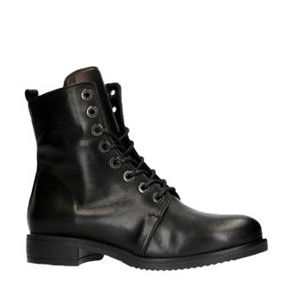 leren veterboots zwart