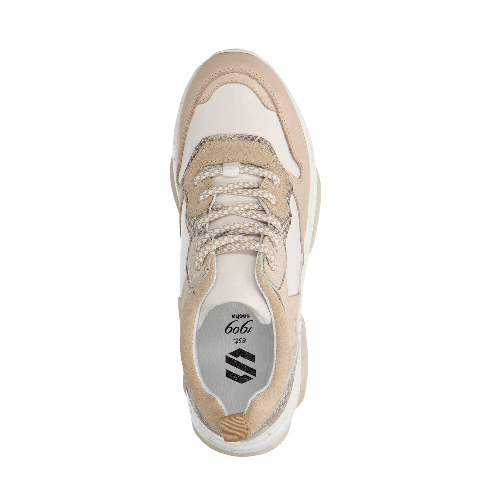 Sacha leren dad sneakers beige | wehkamp