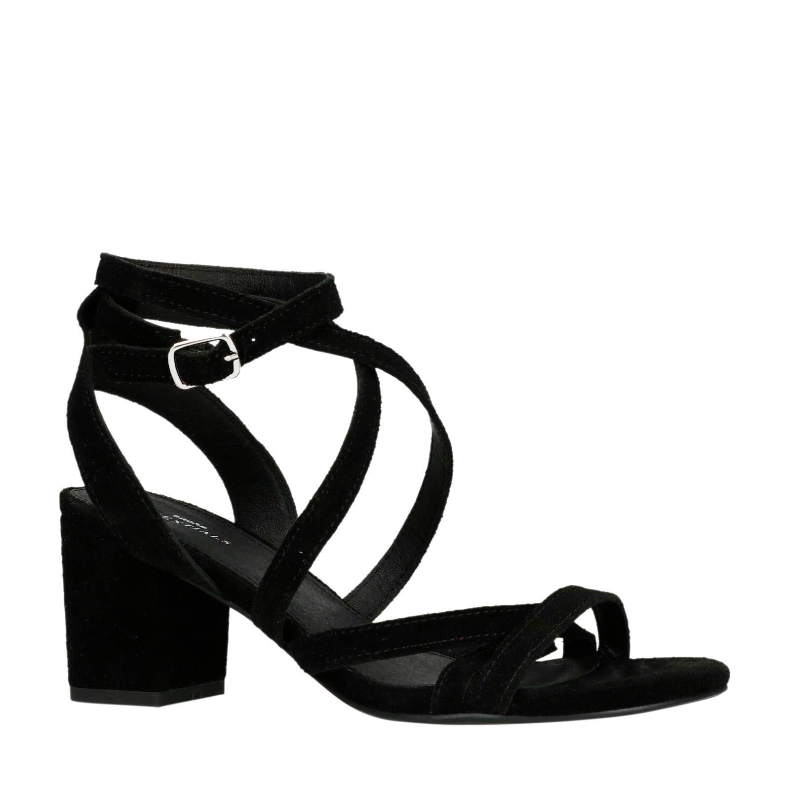 Sacha Dames Zwarte sandalen met lage hak - Schoenen.nl