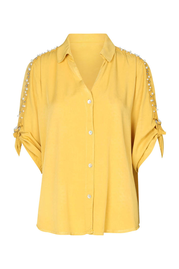 blouse met blouse blouse Cassis met Cassis geel Cassis geel met parels parels wSxdFqXRx