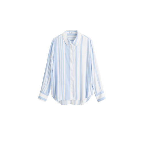 Mango Gestreepte Blouse Lichtblauw mango kopen in de aanbieding