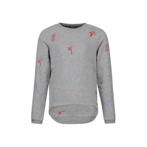 Baker Bridge Sweater Kiki Met Borduursels Grijs baker bridge kopen in de aanbieding
