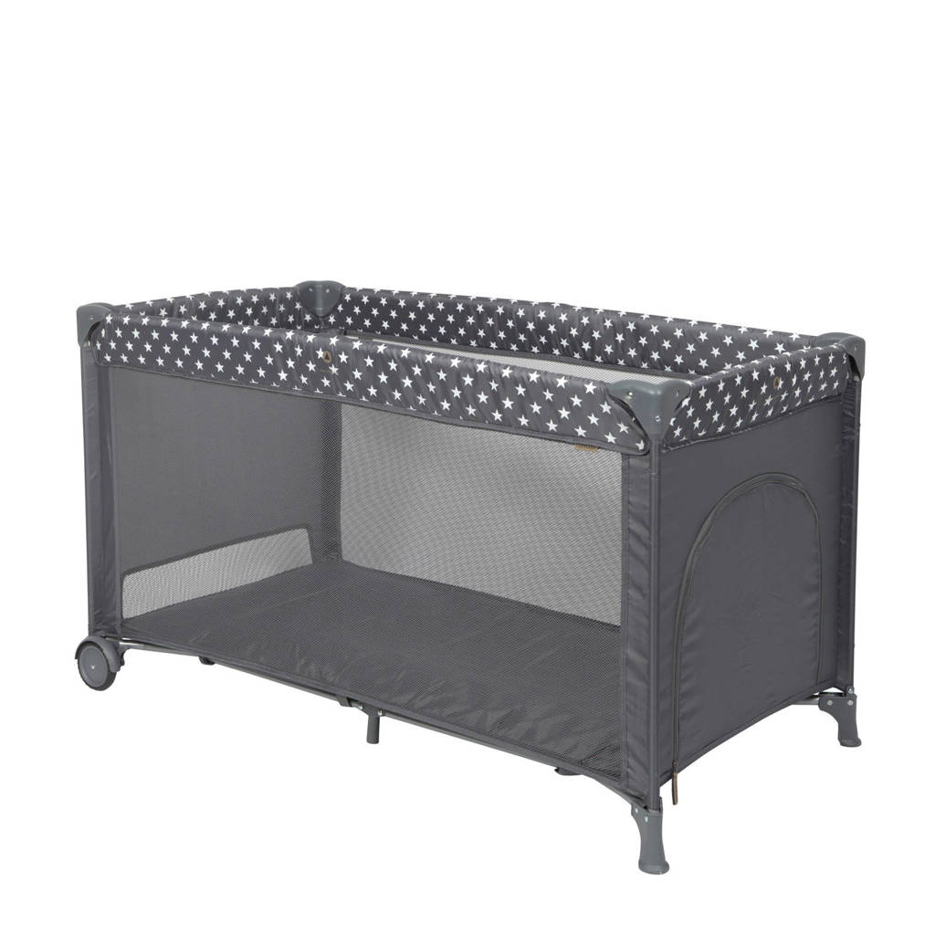 Topmark campingbed met verhoger, wielen en kruipluik, Grijs