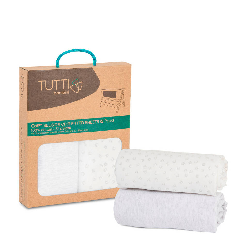 Tutti Bambini katoenen baby hoeslaken lichtgrijs- set van 2, Lichtgrijs