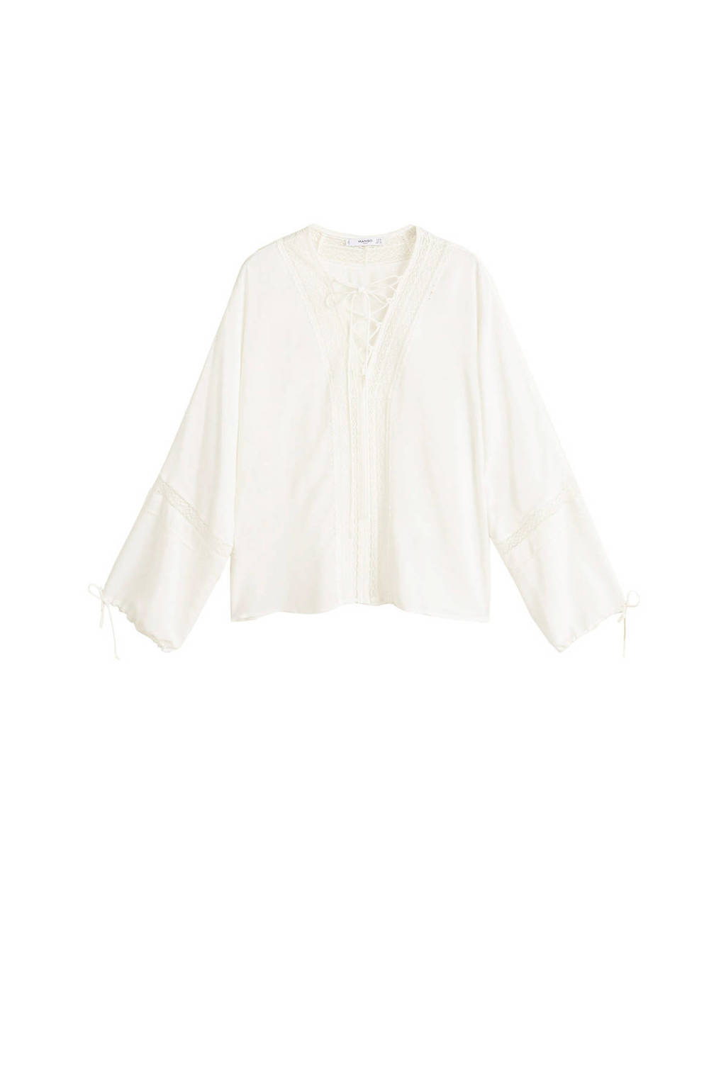 Mango top met kant roomwit, Roomwit
