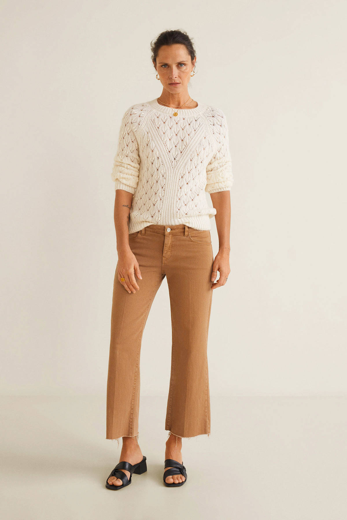 Mango ajour gebreide trui ecru | wehkamp Mango ajour trui beige | wehkamp
