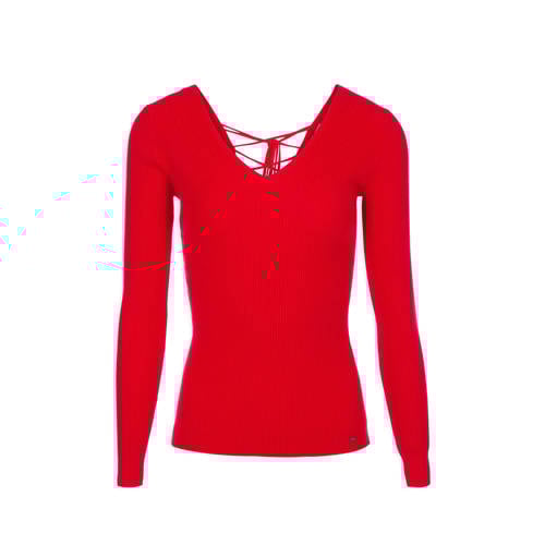 Morgan Ribgebreide Trui Rood morgan kopen in de aanbieding