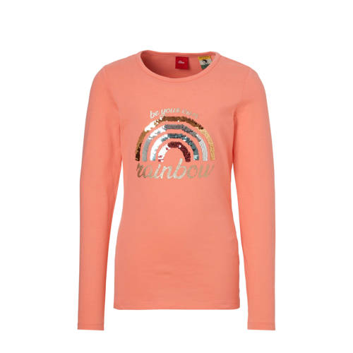 Soliver T Shirt Met Omkeerbare Pailetten Roze soliver kopen in de aanbieding