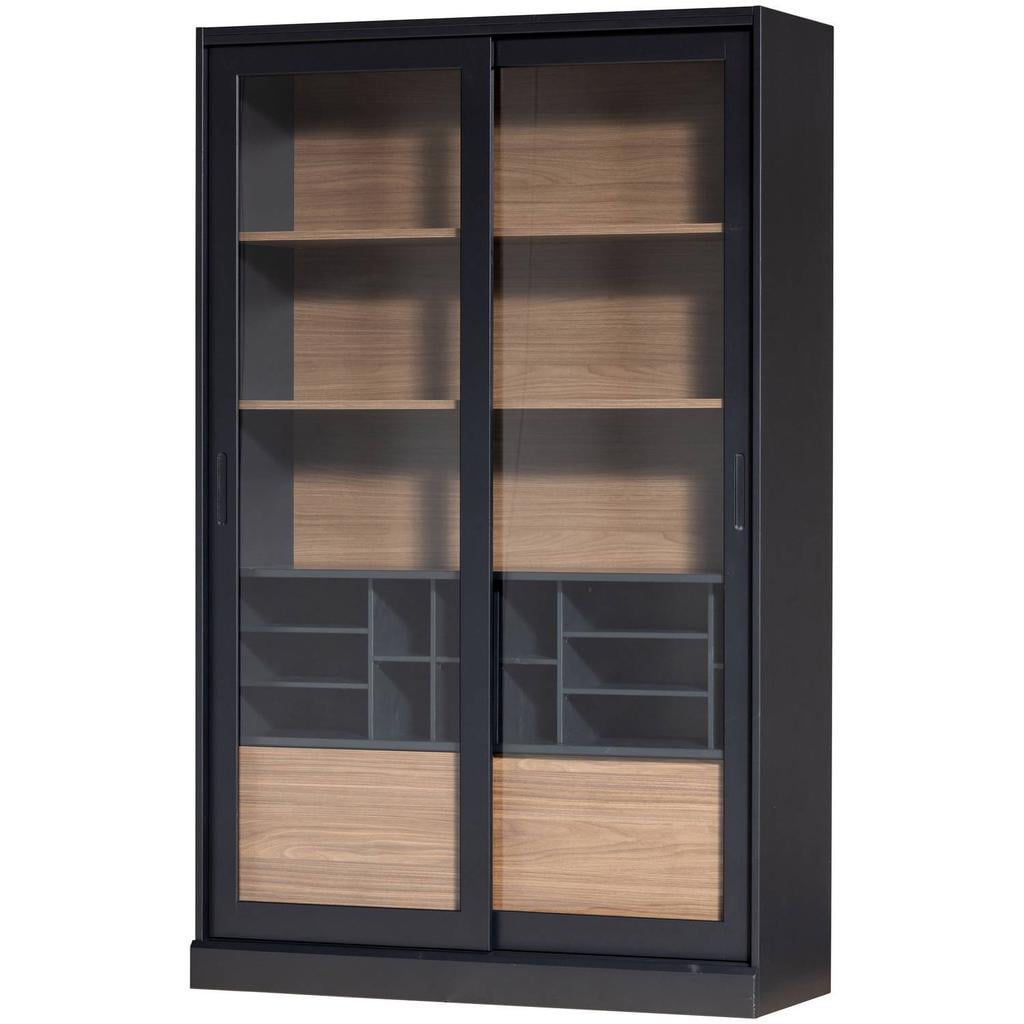 WOOOD James Vitrinekast - Grenen - Zwart - 200x125x47