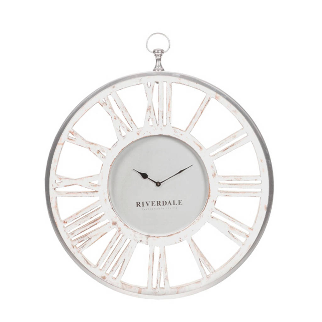 Riverdale wandklok Chuck (Ø50 cm), wit/zilverkleurig