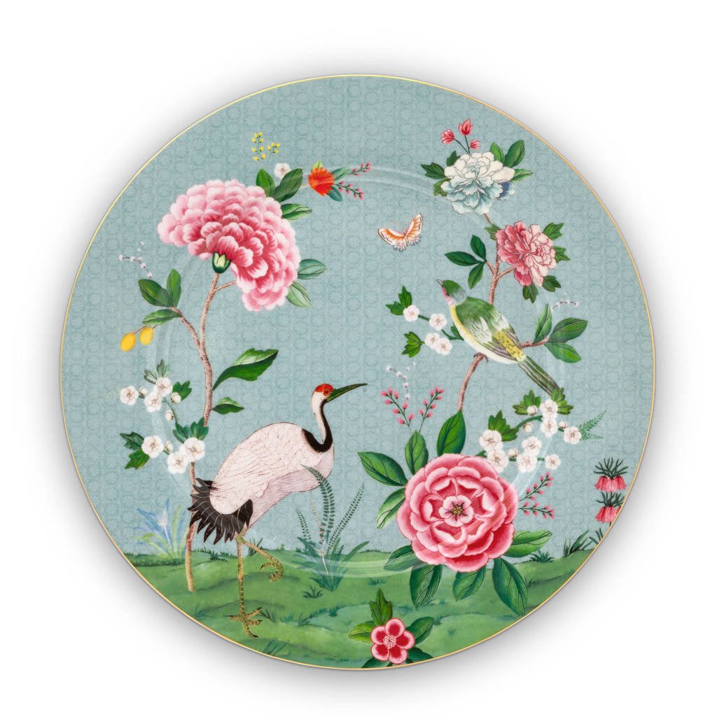 Pip Studio Blushing Birds dinerbord (Ø32 cm), Blauw/groen/roze