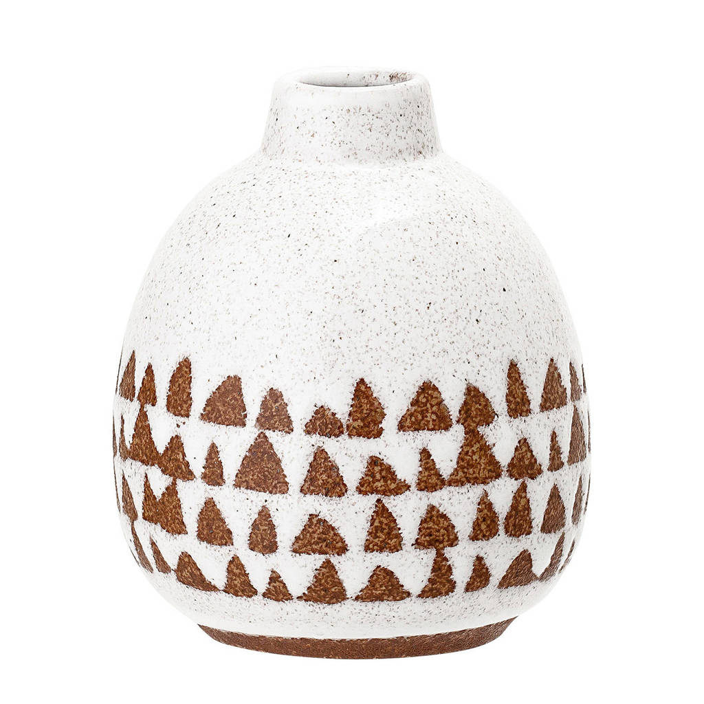 Bloomingville vaas, Wit/bruin