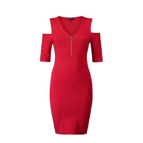 Coolcat Open Shoulder Jurk Rood coolcat kopen in de aanbieding