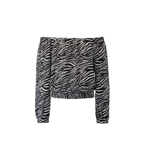 Coolcat Off Shoulder Top Met Zebraprint Zwart coolcat kopen in de aanbieding Coolcat Off Shoulder Top Met Zebraprint Zwart coolcat kopen in de aanbieding