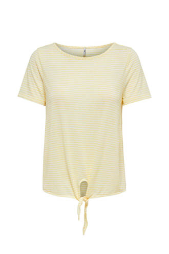 gestreept T-shirt met knoopdetail