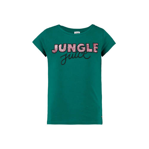Cks Kids T Shirt Lyrica Met Tekst En Pailletten Groen cks kids kopen in de aanbieding