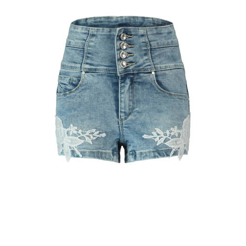 Coolcat High Waist Jeans Short Met Kant coolcat kopen in de aanbieding