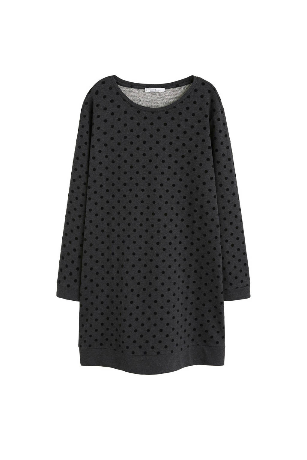 Violeta by Mango jurk met stippenprint donkergrijs, Donkergrijs