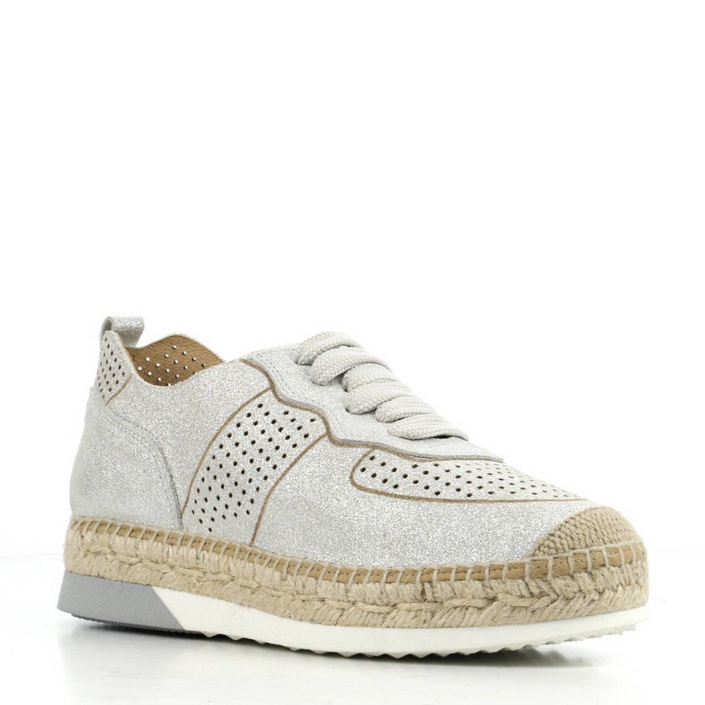 Kanna leren espadrille sneakers zilver wehkamp