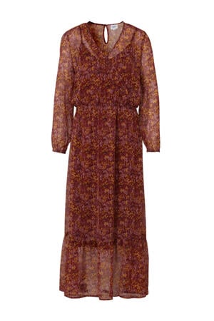 gebloemde semi-transparante jurk rood multi