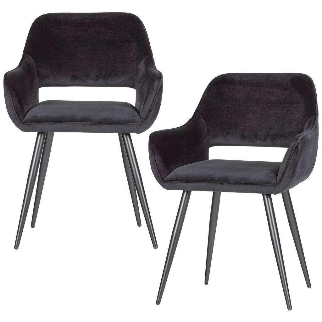 WOOOD WOOOD Jelle Stoel - Velvet - Zwart - Set van 2