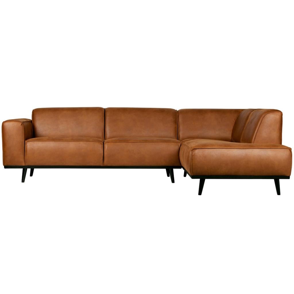 WOOOD Statement Hoekbank Rechts - Ecoleer - Cognac - 77x274x210
