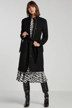 coat met wol zwart