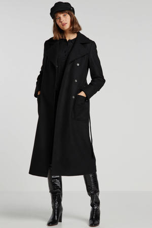 coat met wol zwart