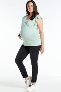 Zwarte dames LOVE2WAIT skinny zwangerschapsjeans van stretchdenim met regular waist en rits- en knoopsluiting