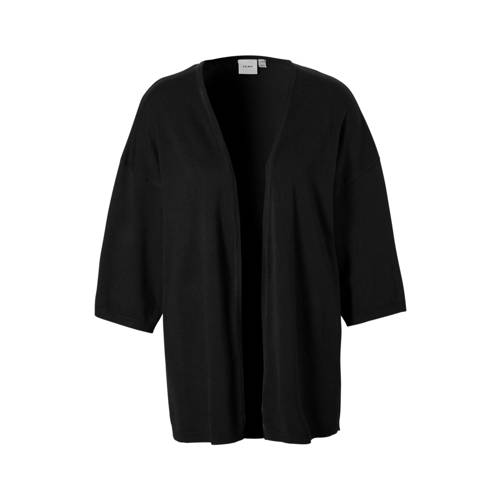 Ichi Fijngebreid Vest Zwart ichi kopen in de aanbieding