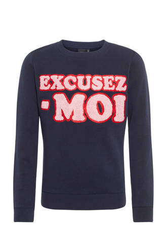 sweater Beth met tekst blauw
