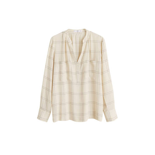 Mango Geruite Top Ecru mango kopen in de aanbieding Mango Geruite Top Ecru mango kopen in de aanbieding