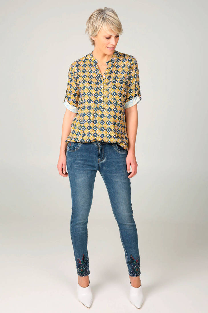 kettingprint oker met blouse Cassis Cassis blouse HRBcv41v