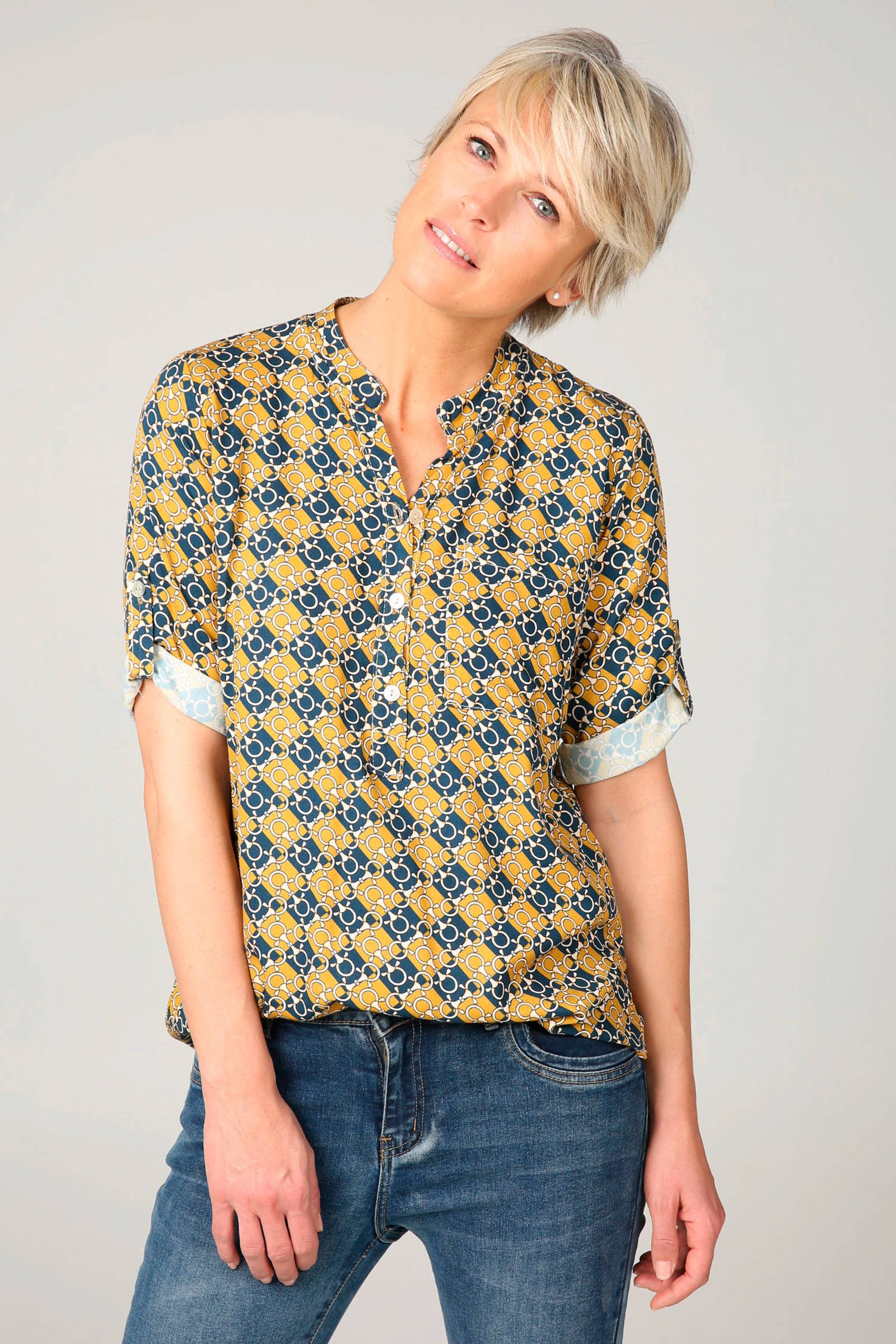 kettingprint oker met blouse Cassis Cassis blouse HRBcv41v