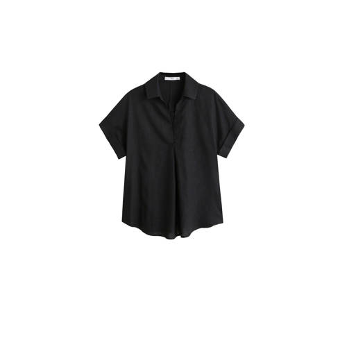 Mango Linnen Blouse Zwart mango kopen in de aanbieding