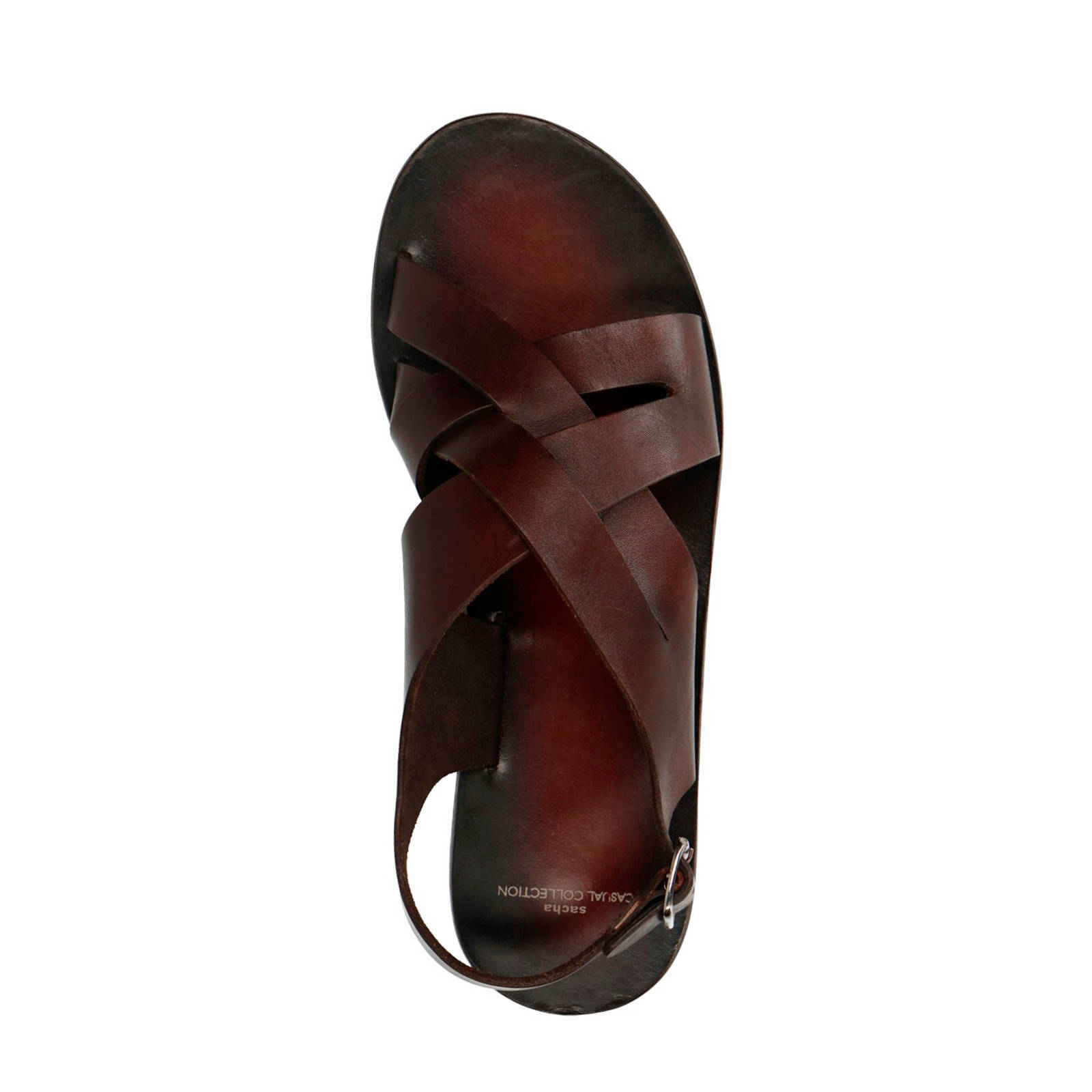 Sacha leren sandalen donkerbruin | wehkamp