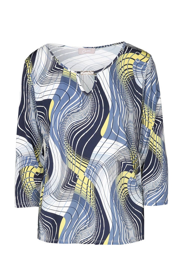 Cassis over blouse met print blauw all fqfn0w7r