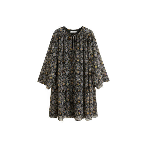 Mango Jurk Met All Over Print Blauw mango kopen in de aanbieding